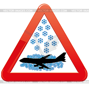 Caution snow airplane - vector clipart