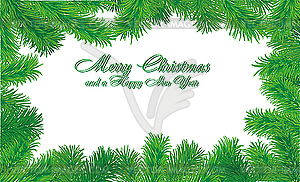 Рождественская открытка-рамка с еловыми ветками - клипарт в векторе