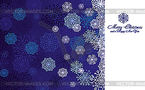 Blue Christmas card with snowflakes - vector image