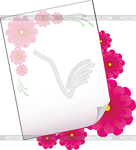 Лист бумаги с цветами - векторизованное изображение