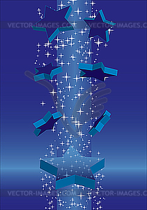 Falling stars on blue - vector clip art