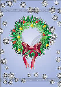 Card with fir wreath - vector clipart