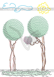 Futuristic trees in love - vector clip art