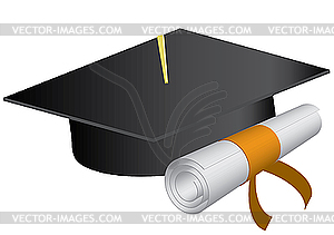 Graduation-Kappe und Diplom - Stock Vektor-Bild