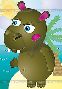 Hippo cartoon - vector clip art
