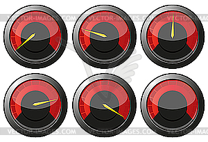 Красные спидометры - иллюстрация в векторном формате