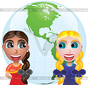 Friendship and globe - vector clipart