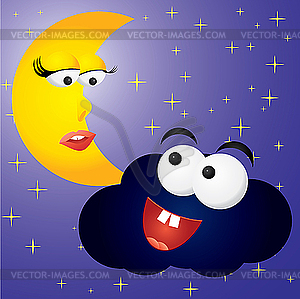 Moon and cloud - vector image