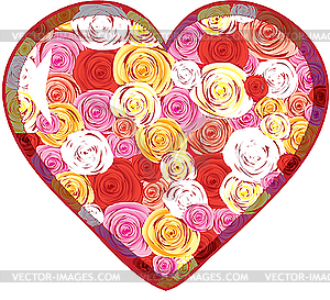 Roses in heart - vector clip art