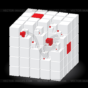 White cube with red parts - vector clip art