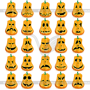 Halloween pumpkin faces - vector image