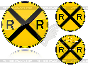 Variants Level crossing warning - road sign - vector image