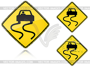 Variants Slippery when wet - road sign - vector image