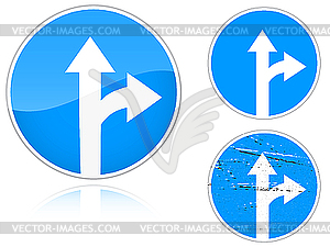 Проезд прямо и направо - дорожный знак - изображение в формате EPS