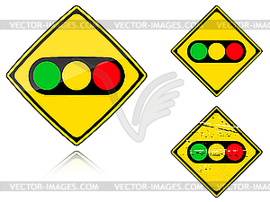 Знак светофор на желтом фоне