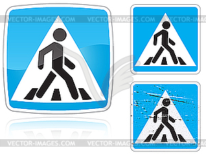 Set of variants Crosswalk road sign - vector image