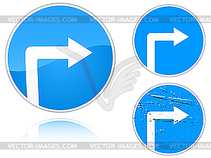 Variants Motion to the right road sign - vector image