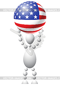 Man with ball as US flag - vector clipart