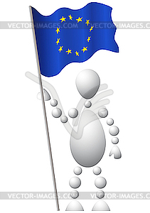 Man with Euro-Union flag - vector image