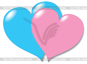 Two in love hearts - vector image