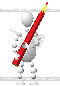 Man with red pencil - vector image