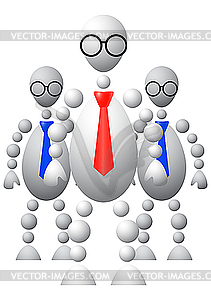 Group of three mans in ties and round glasses - vector clipart