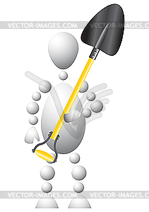 Man as worker with big spade - vector clipart