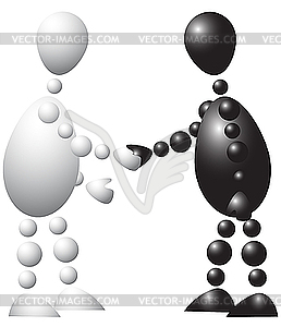 Black man and white man shaking hands - vector clipart