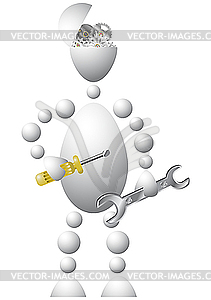 Man with mechanism in the head - vector image