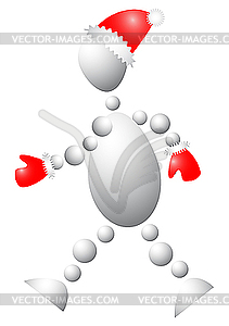 Man in christmas-clothing is walking - vector clipart