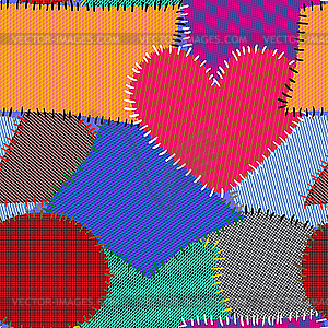 Background with motley textile patches - vector clipart / vector image