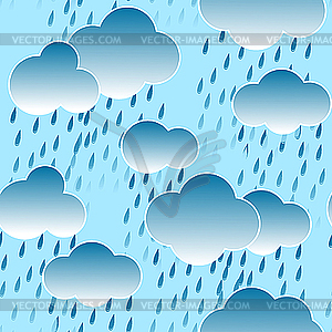 Background with clouds and rain drops - vector clipart