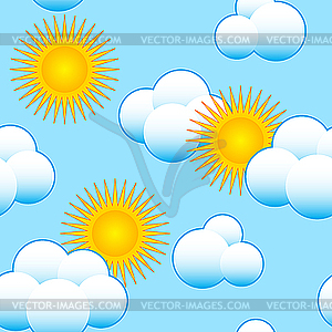 Sky background with clouds and sun - vector clip art