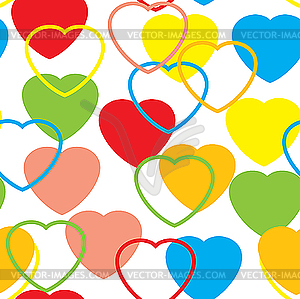 Фон с разноцветными сердечками - векторное графическое изображение