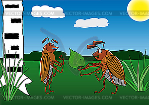 Spring. May. The enamoured bug - vector clipart