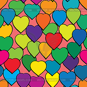 Фон с разноцветными сердечками - клипарт в векторном формате