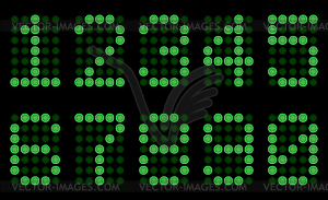 Зеленые цифры матричный дисплей - рисунок в векторном формате