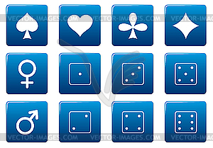 Games square icons set - vector clipart