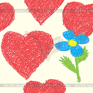 Background with hearts as picture of kid - vector clip art