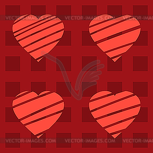 Red background with hearts - vector clipart