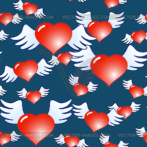 Dark blue background of red hearts - vector clipart