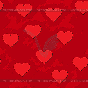 Red grunge background with hearts - vector EPS clipart