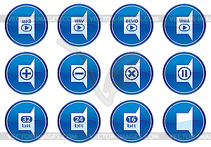 Icons for gadget White - dark blue palette. - vector clip art