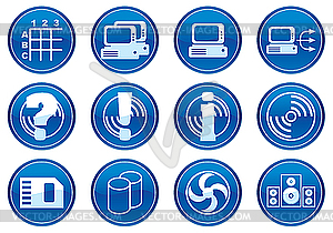 Icons for gadget White - dark blue palette. - vector EPS clipart