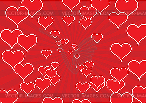 Red heart background - vector image