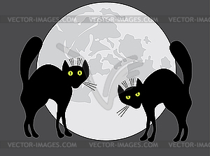 Two black cats - vector image