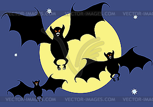 Bats on background of the moon - vector clipart