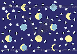 Moon and stars - vector image