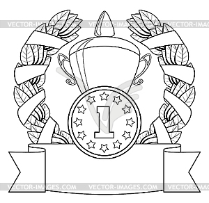 Award. 1-st position - white & black vector clipart