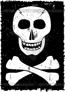 Skull and cross-bones on grunge background - vector clip art